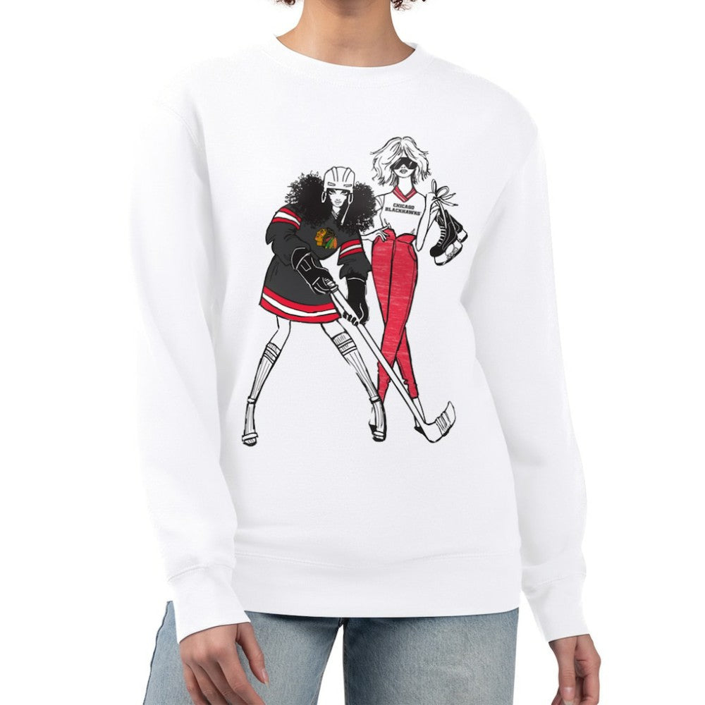 Chicago Blackhawks G-III 4Her by Carl Banks Women's Hockey Girls Team Graphic Fleece Pullover Sweatshirt - White - NHL 201411691