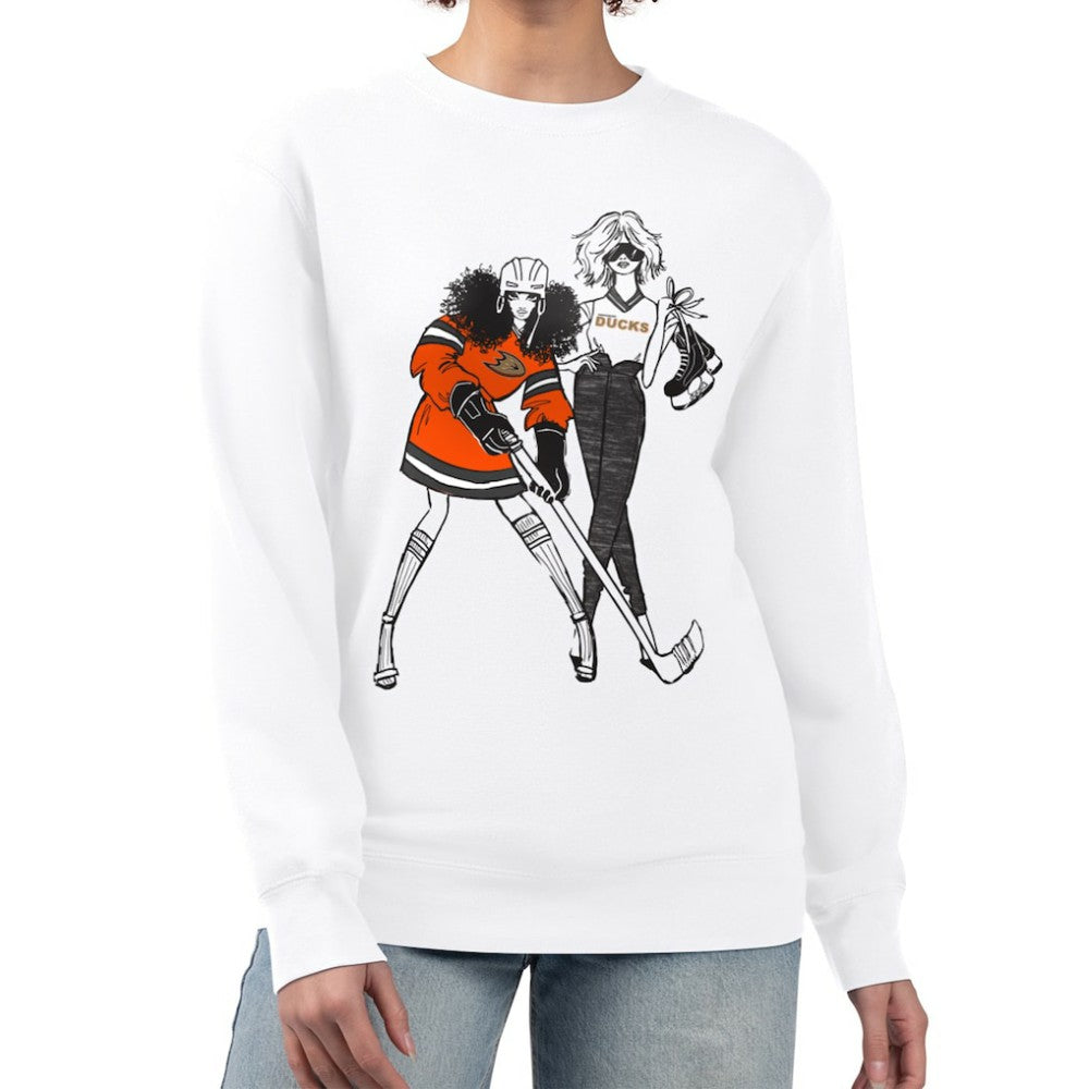 Anaheim Ducks G-III 4Her by Carl Banks Women's Hockey Girls Team Graphic Fleece Pullover Sweatshirt - White - NHL 201411694