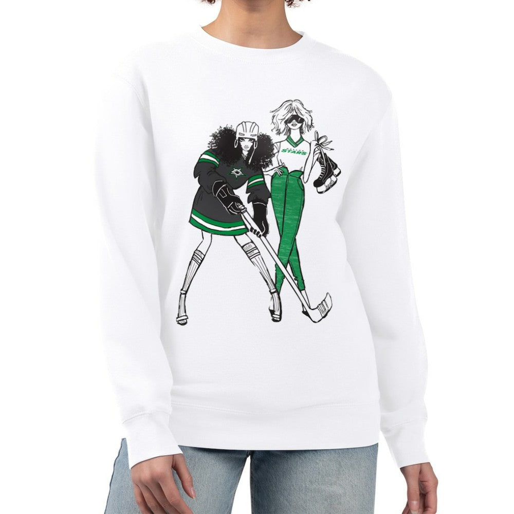 Dallas Stars G-III 4Her by Carl Banks Women's Hockey Girls Team Graphic Fleece Pullover Sweatshirt - White - NHL 201411699
