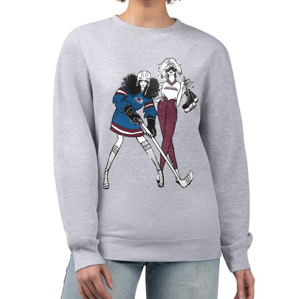 Colorado Avalanche G-III 4Her by Carl Banks Women's Hockey Girls Team Graphic Fleece Pullover Sweatshirt - Heather Gray - NHL 201411701