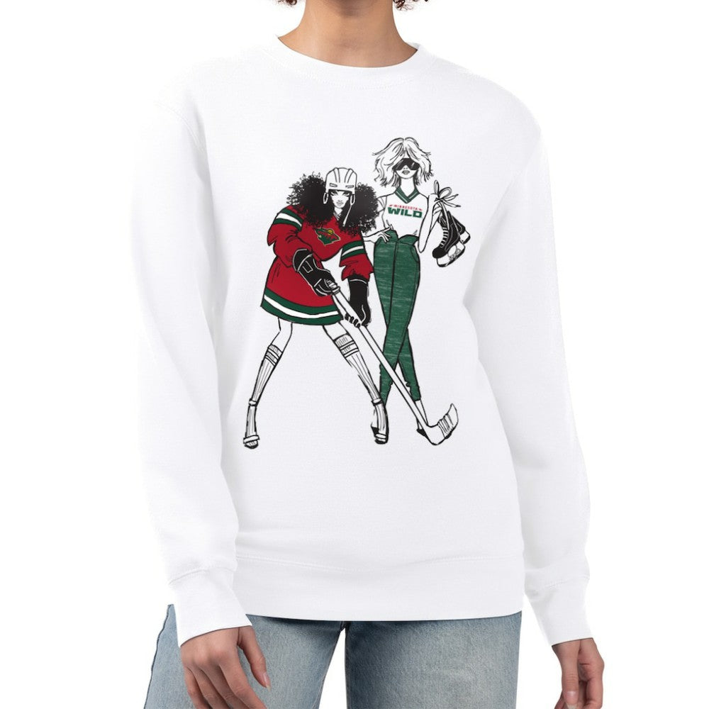 Minnesota Wild G-III 4Her by Carl Banks Women's Hockey Girls Team Graphic Fleece Pullover Sweatshirt - White - NHL 201411724