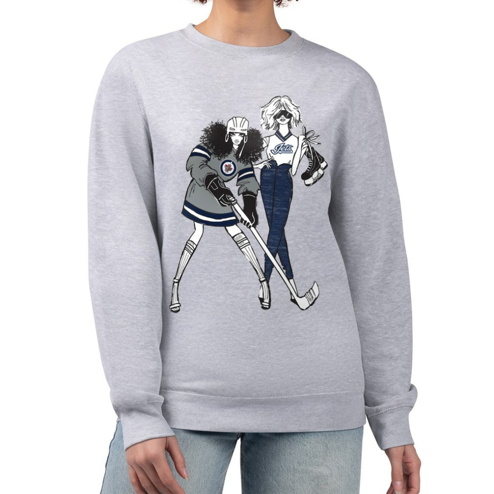 Winnipeg Jets G-III 4Her by Carl Banks Women's Hockey Girls Team Graphic Fleece Pullover Sweatshirt - Heather Gray - NHL 201411726