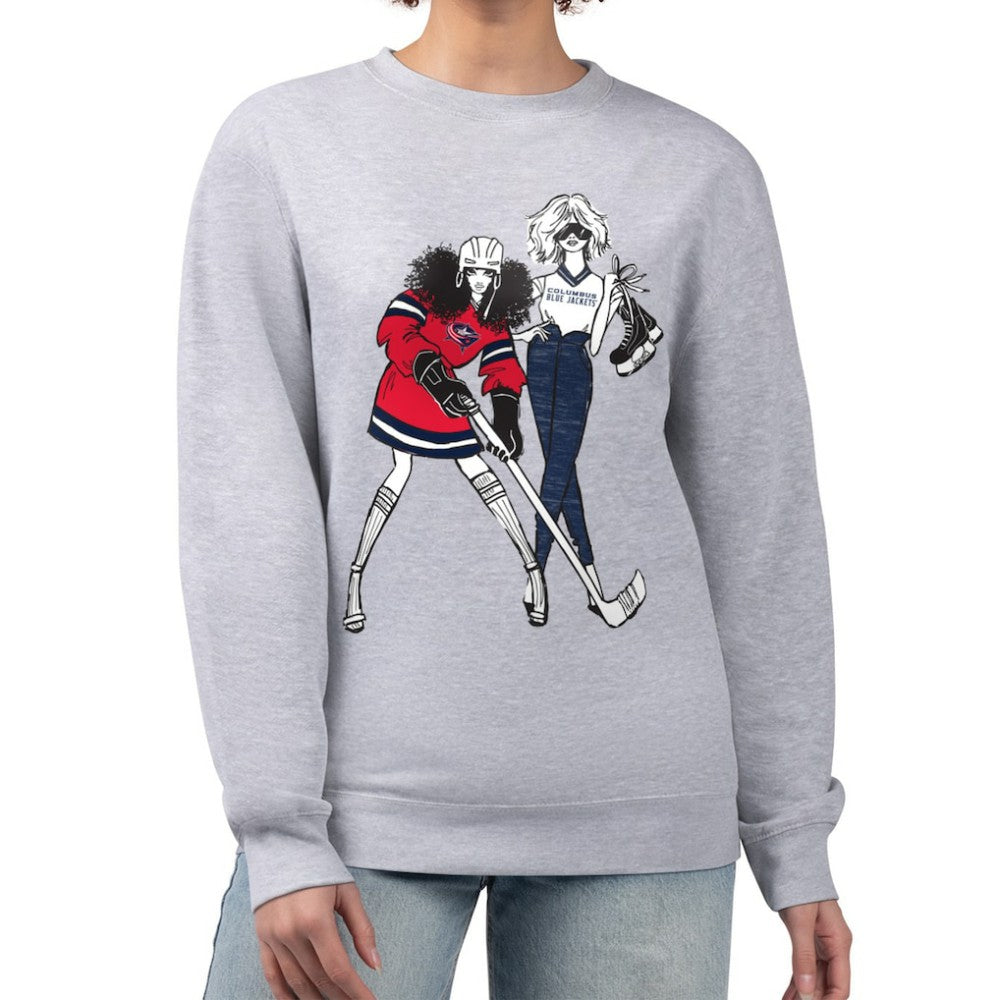 Columbus Blue Jackets G-III 4Her by Carl Banks Women's Hockey Girls Team Graphic Fleece Pullover Sweatshirt - Heather Gray - NHL 201411727