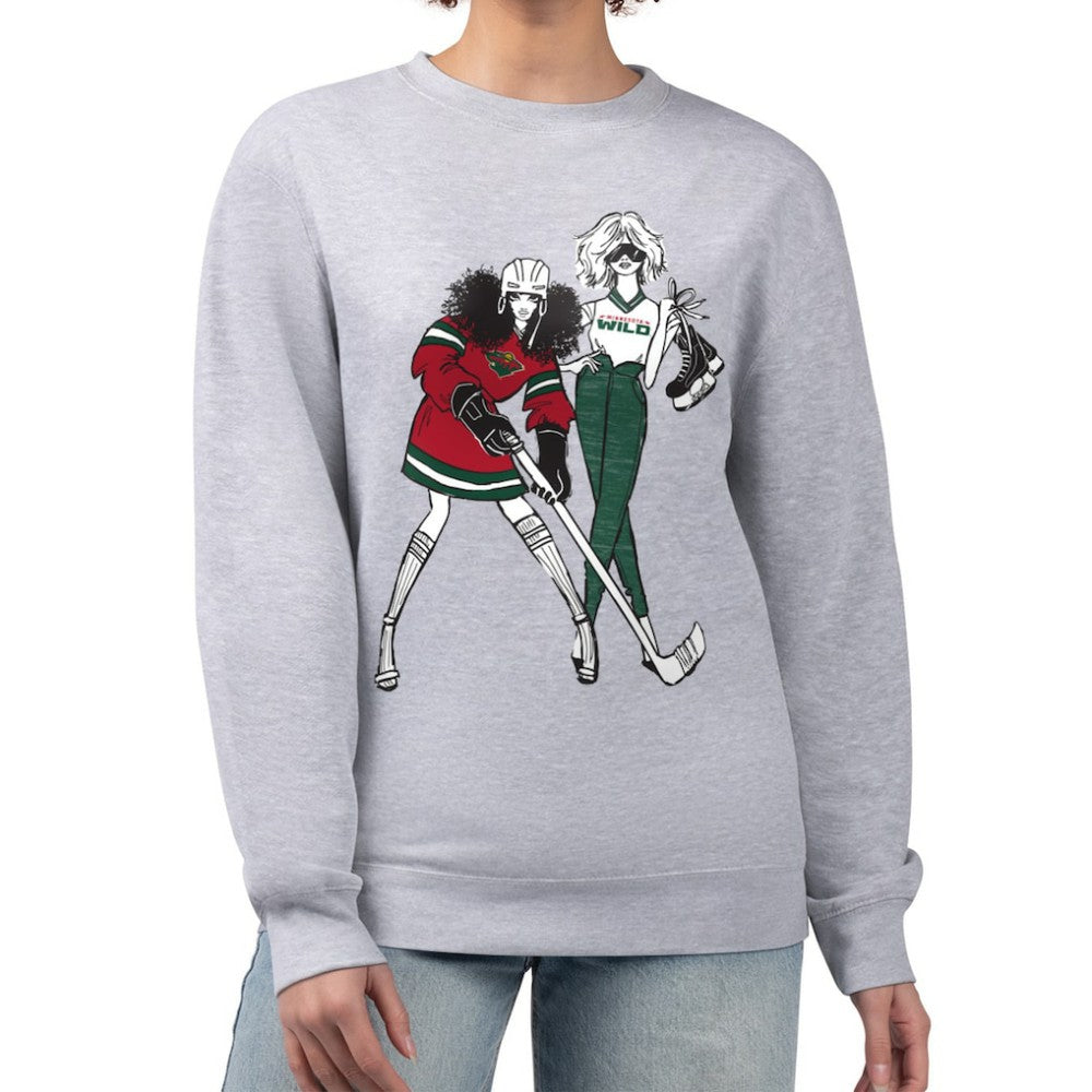 Minnesota Wild G-III 4Her by Carl Banks Women's Hockey Girls Team Graphic Fleece Pullover Sweatshirt - Heather Gray - NHL 201411731