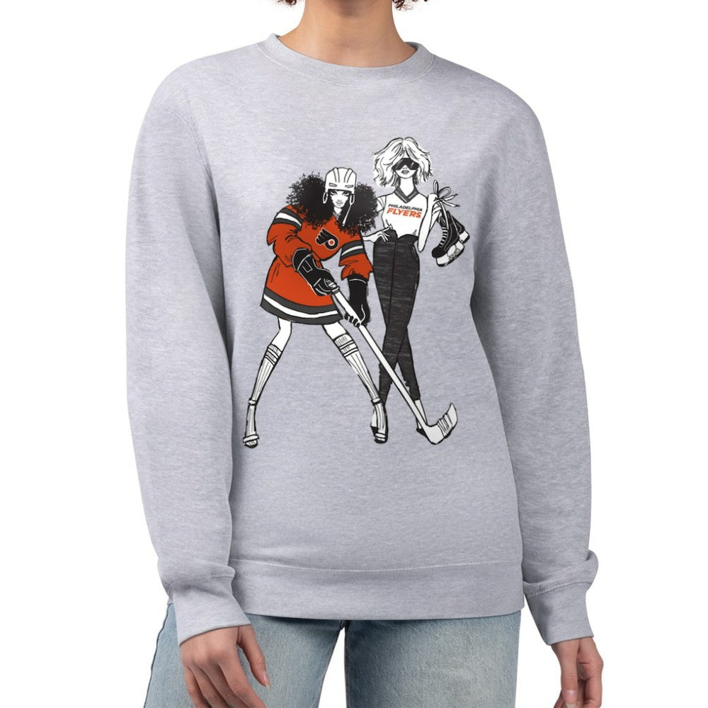 Philadelphia Flyers G-III 4Her by Carl Banks Women's Hockey Girls Team Graphic Fleece Pullover Sweatshirt - Heather Gray - NHL 201411735
