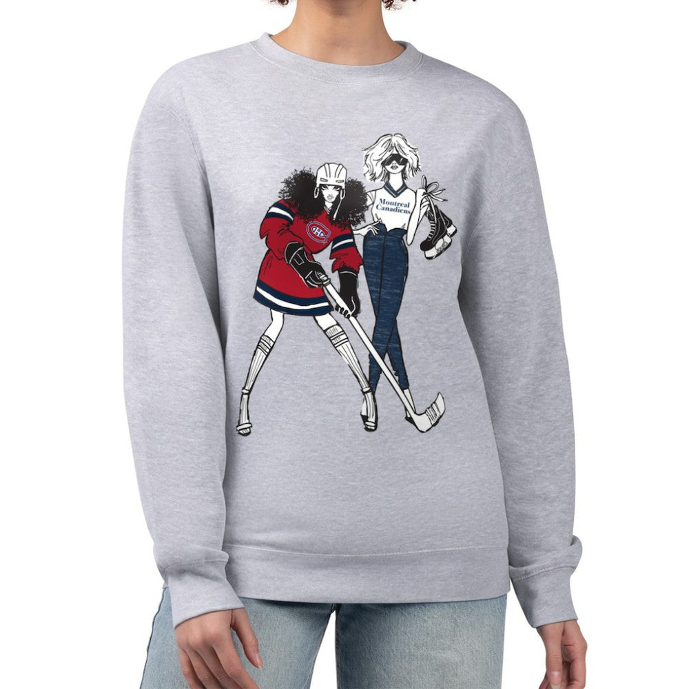 Montreal Canadiens G-III 4Her by Carl Banks Women's Hockey Girls Team Graphic Fleece Pullover Sweatshirt - Heather Gray - NHL 201411740