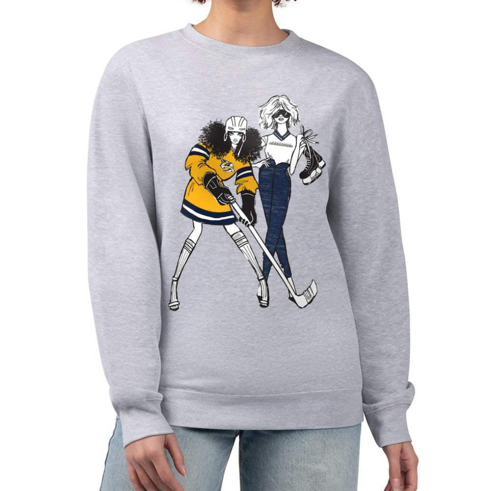 Nashville Predators G-III 4Her by Carl Banks Women's Hockey Girls Team Graphic Fleece Pullover Sweatshirt - Heather Gray - NHL 201411742