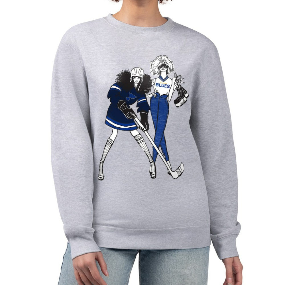 St. Louis Blues G-III 4Her by Carl Banks Women's Hockey Girls Team Graphic Fleece Pullover Sweatshirt - Heather Gray - NHL 201411748
