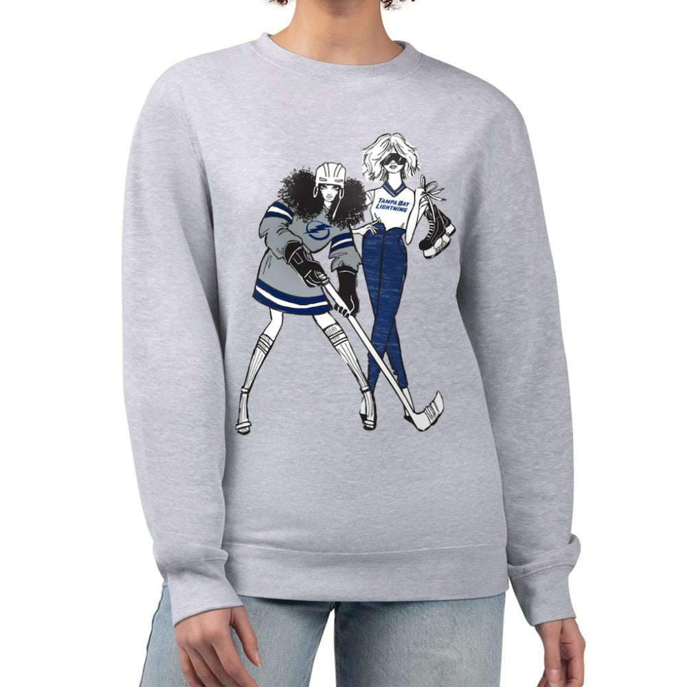 Tampa Bay Lightning G-III 4Her by Carl Banks Women's Hockey Girls Team Graphic Fleece Pullover Sweatshirt - Heather Gray - NHL 201411751