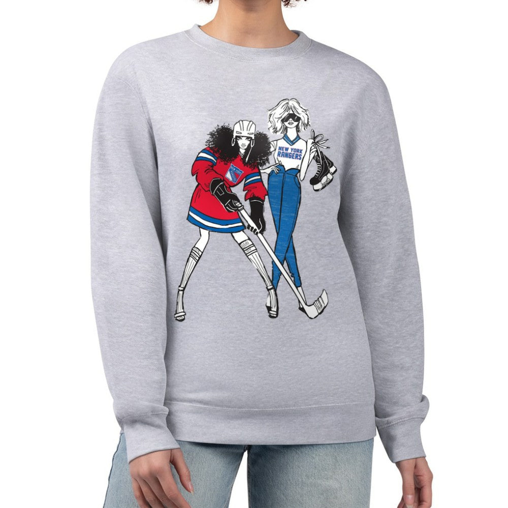 New York Rangers G-III 4Her by Carl Banks Women's Hockey Girls Team Graphic Fleece Pullover Sweatshirt - Heather Gray - NHL 201411752