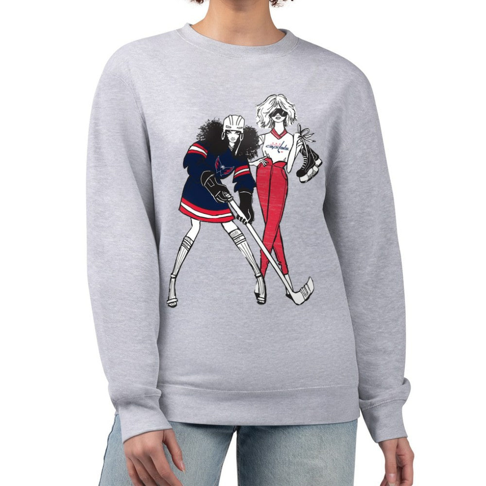 Washington Capitals G-III 4Her by Carl Banks Women's Hockey Girls Team Graphic Fleece Pullover Sweatshirt - Heather Gray - NHL 201411753