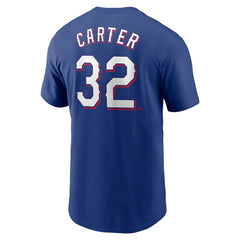 Evan Carter Texas Rangers Nike Fuse Name & Number T-Shirt - Royal - Nike on Sale