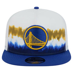 Golden State Warriors Dip-Dye 9FIFTY A-Frame Trucker Snapback Hat for sale White/Royal | New Era US