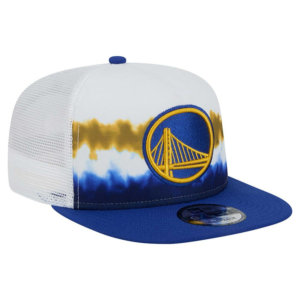 Golden State Warriors Dip-Dye 9FIFTY A-Frame Trucker Snapback Hat for sale White/Royal | New Era US