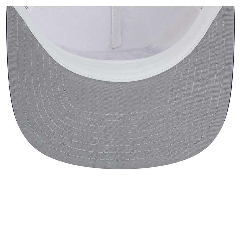 Los Angeles Lakers Dip-Dye 9FIFTY A-Frame Trucker Snapback Hat White/Purple | New Era Near Me