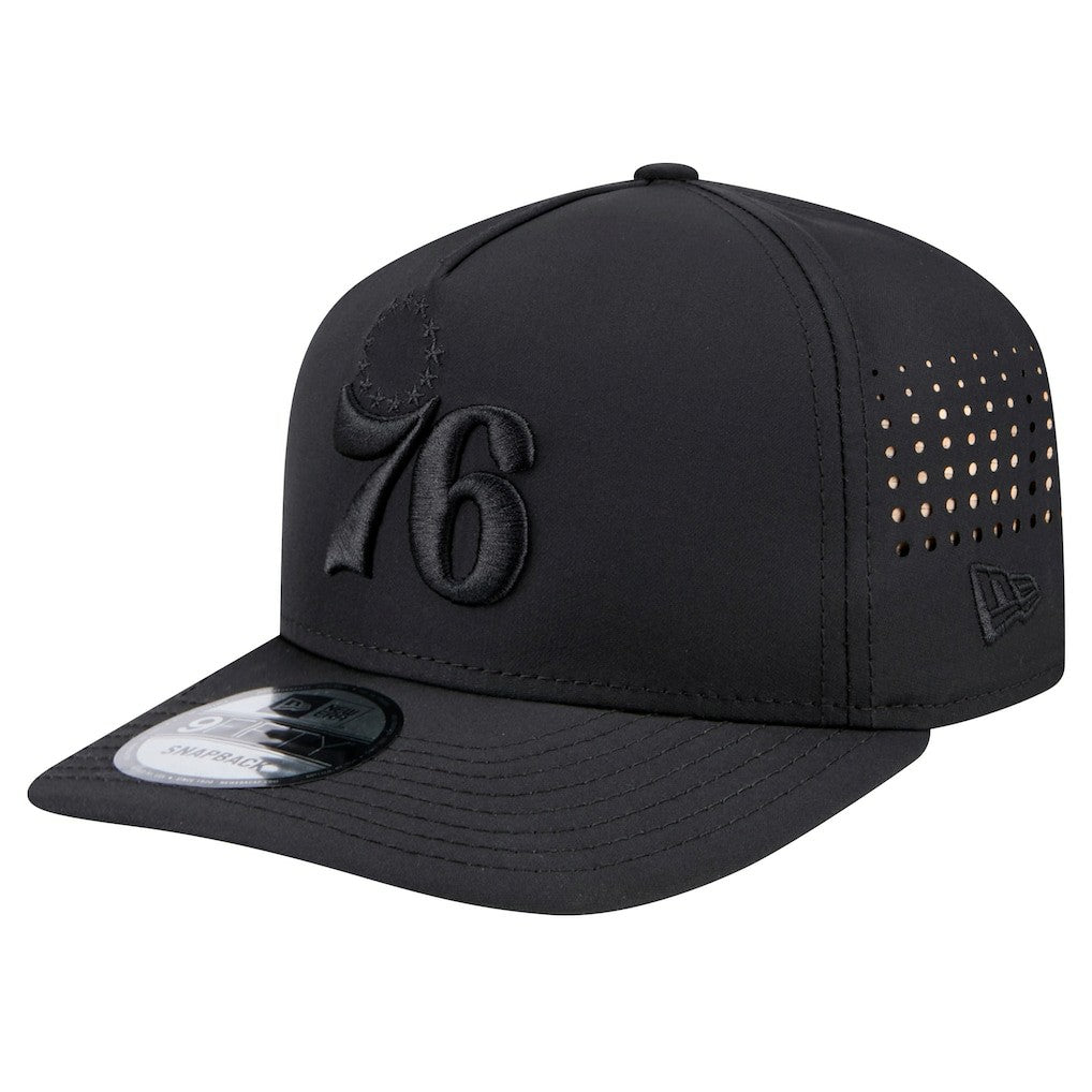 Philadelphia 76ers Vented 9FIFTY A-Frame Snapback Hat Black | New Era Near Me