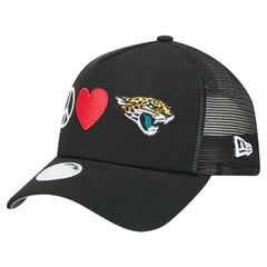 Jacksonville Jaguars New Era Women's Peace & Love Trucker 9FORTY Adjustable Hat Black