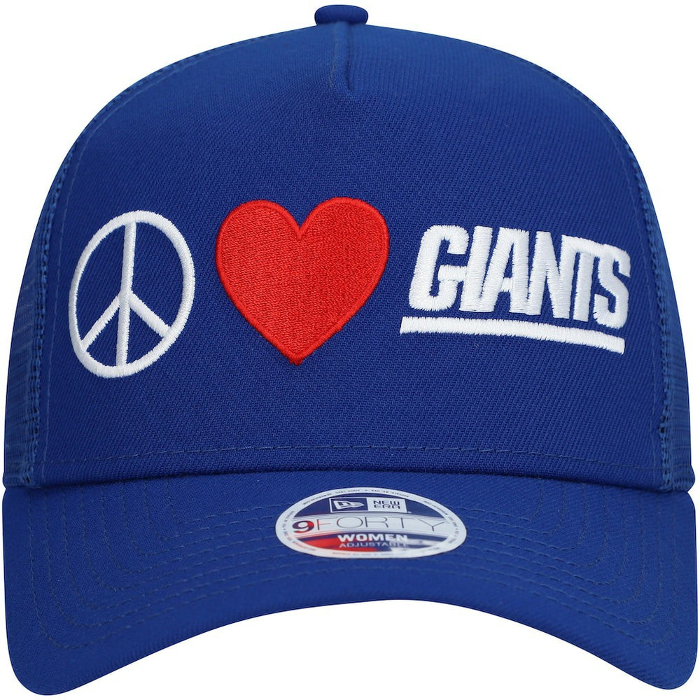 New York Giants New Era Women's Peace & Love Trucker 9FORTY Adjustable Hat Royal