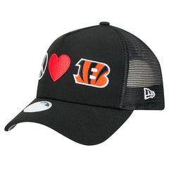 Cincinnati Bengals New Era Women's Peace & Love Trucker 9FORTY Adjustable Hat Black