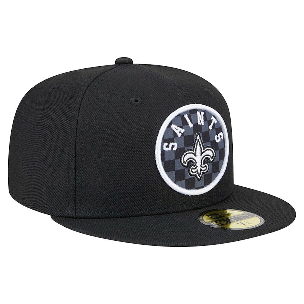 New Orleans Saints New Era Checkered 59FIFTY Fitted Hat Black