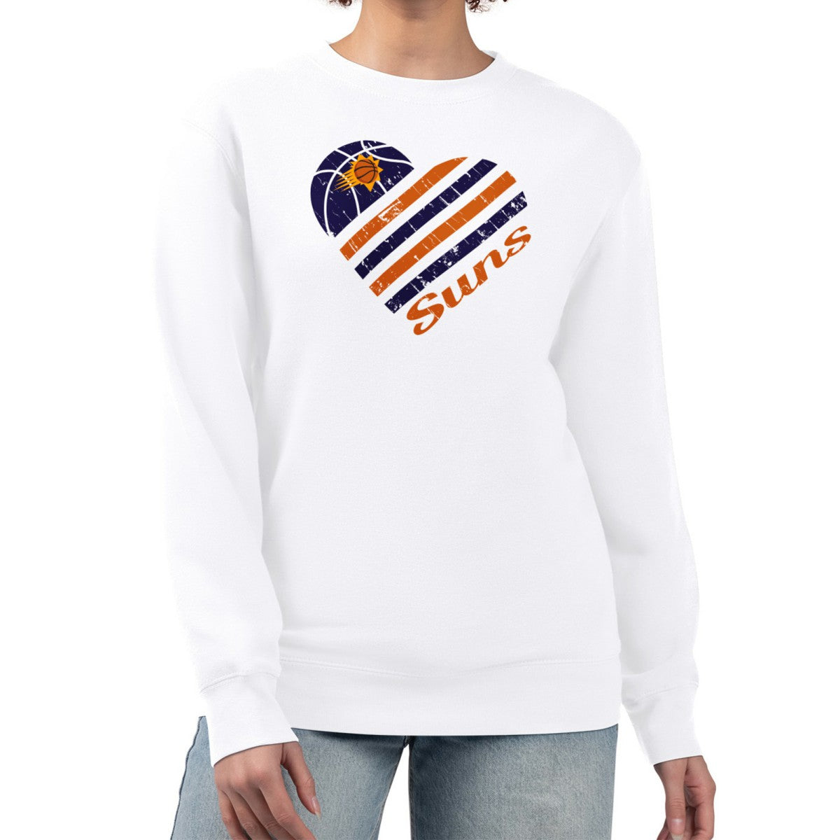 Phoenix Suns G-III 4Her by Carl Banks Women's Heart Graphic Fleece Pullover Sweatshirt White