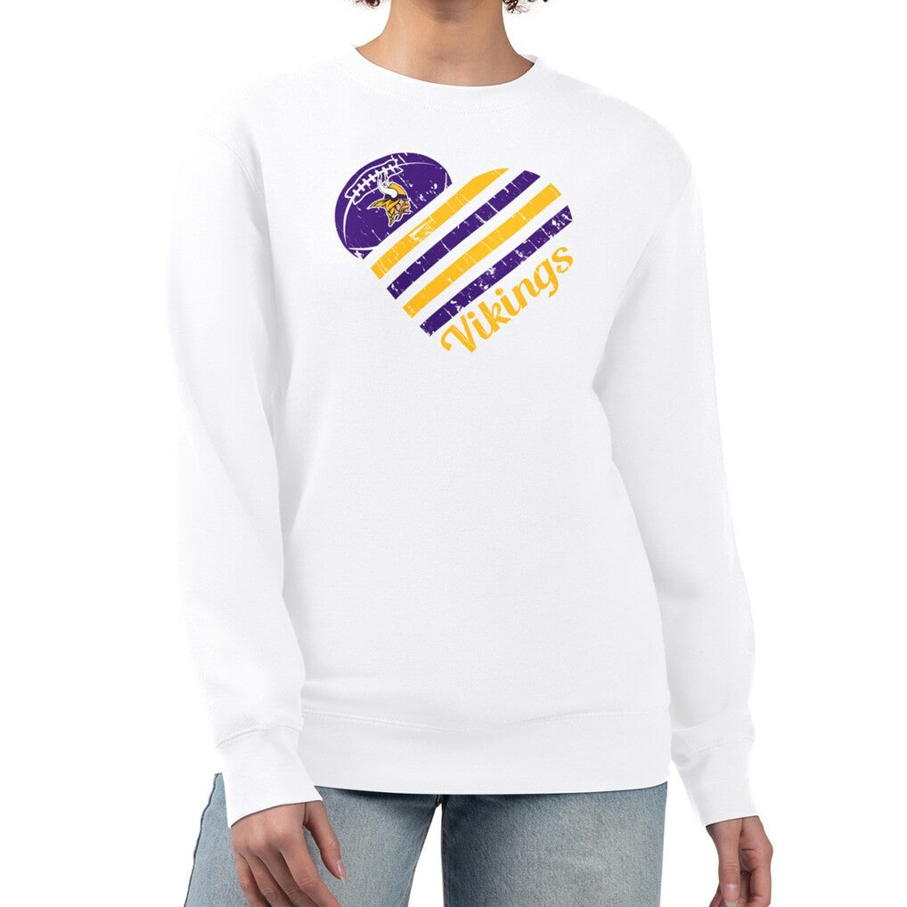 Minnesota Vikings G-III 4Her by Carl Banks Women's Heart Graphic Fleece Pullover Sweatshirt White