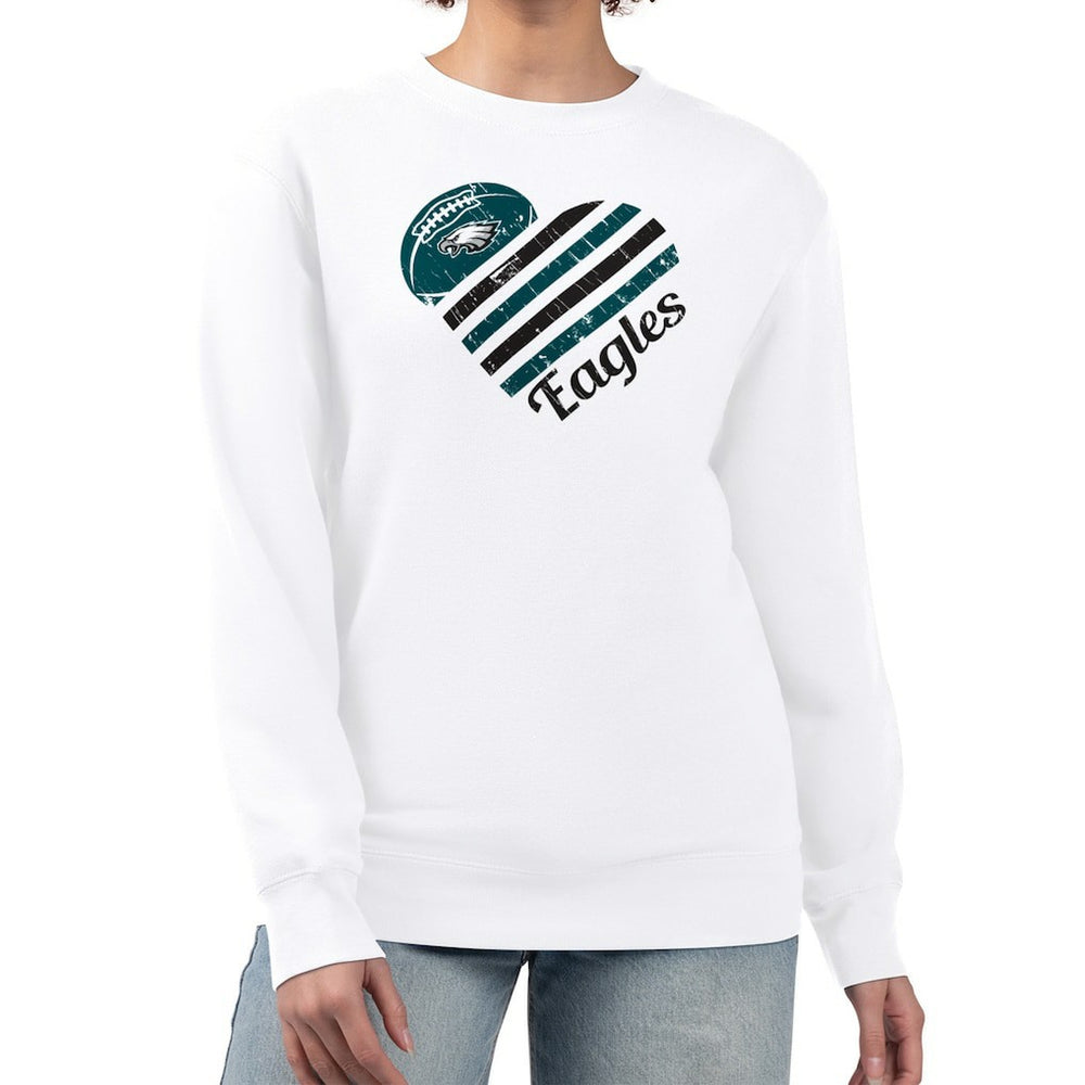 Philadelphia Eagles G-III 4Her by Carl Banks Women's Heart Graphic Fleece Pullover Sweatshirt White