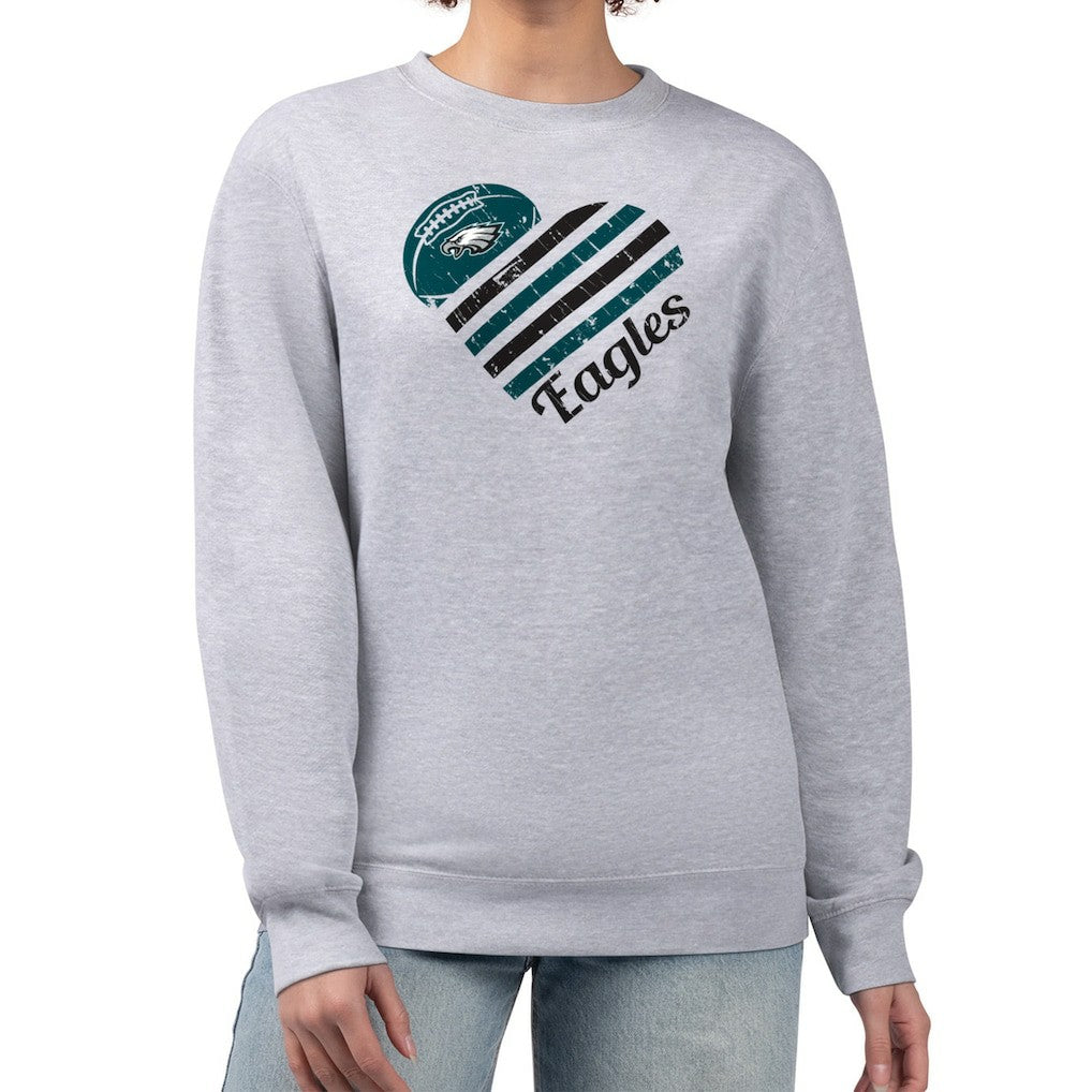 Philadelphia Eagles G-III 4Her by Carl Banks Women's Heart Graphic Fleece Pullover Sweatshirt Heather Gray
