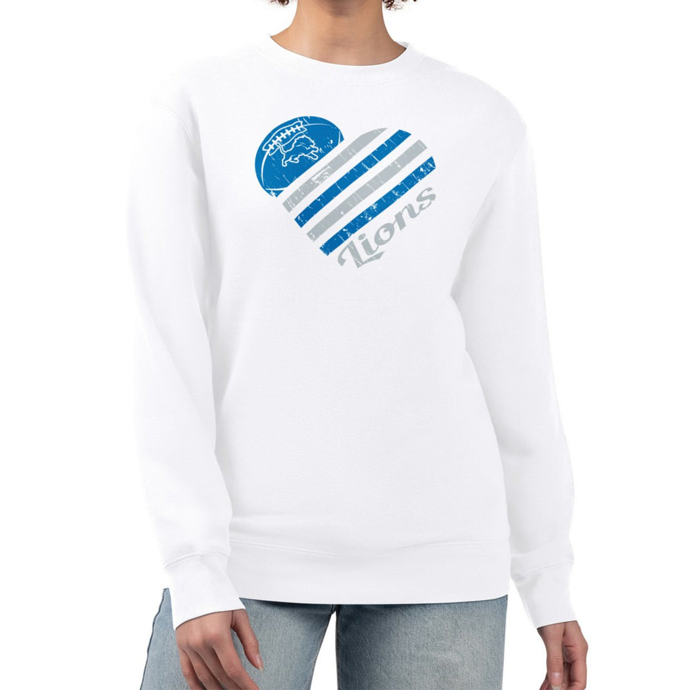 Detroit Lions G-III 4Her by Carl Banks Women's Heart Graphic Fleece Pullover Sweatshirt White