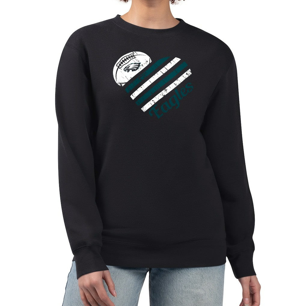 Philadelphia Eagles G-III 4Her by Carl Banks Women's Heart Graphic Fleece Pullover Sweatshirt Black