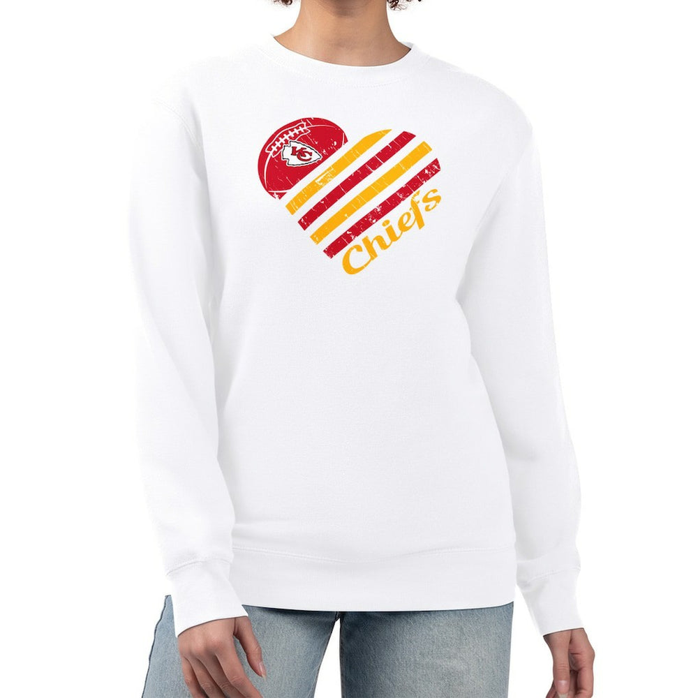 Kansas City Chiefs G-III 4Her by Carl Banks Women's Heart Graphic Fleece Pullover Sweatshirt White