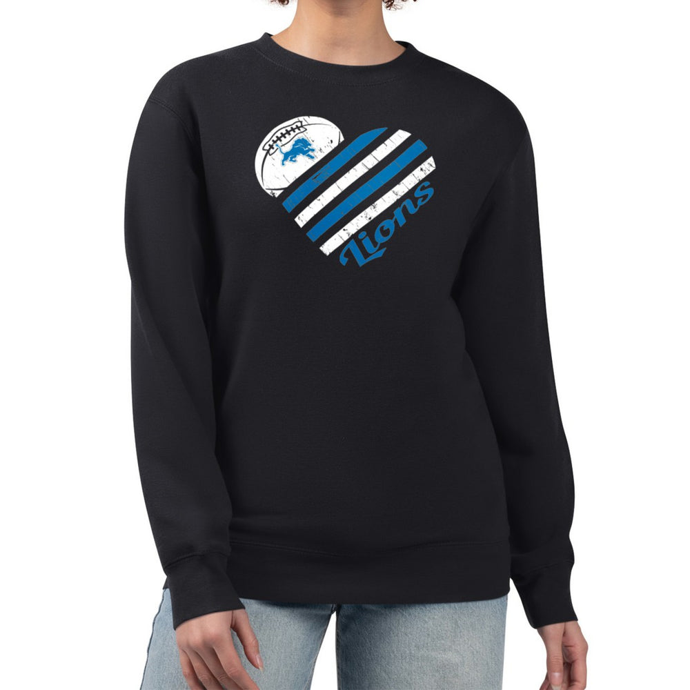 Detroit Lions G-III 4Her by Carl Banks Women's Heart Graphic Fleece Pullover Sweatshirt Black