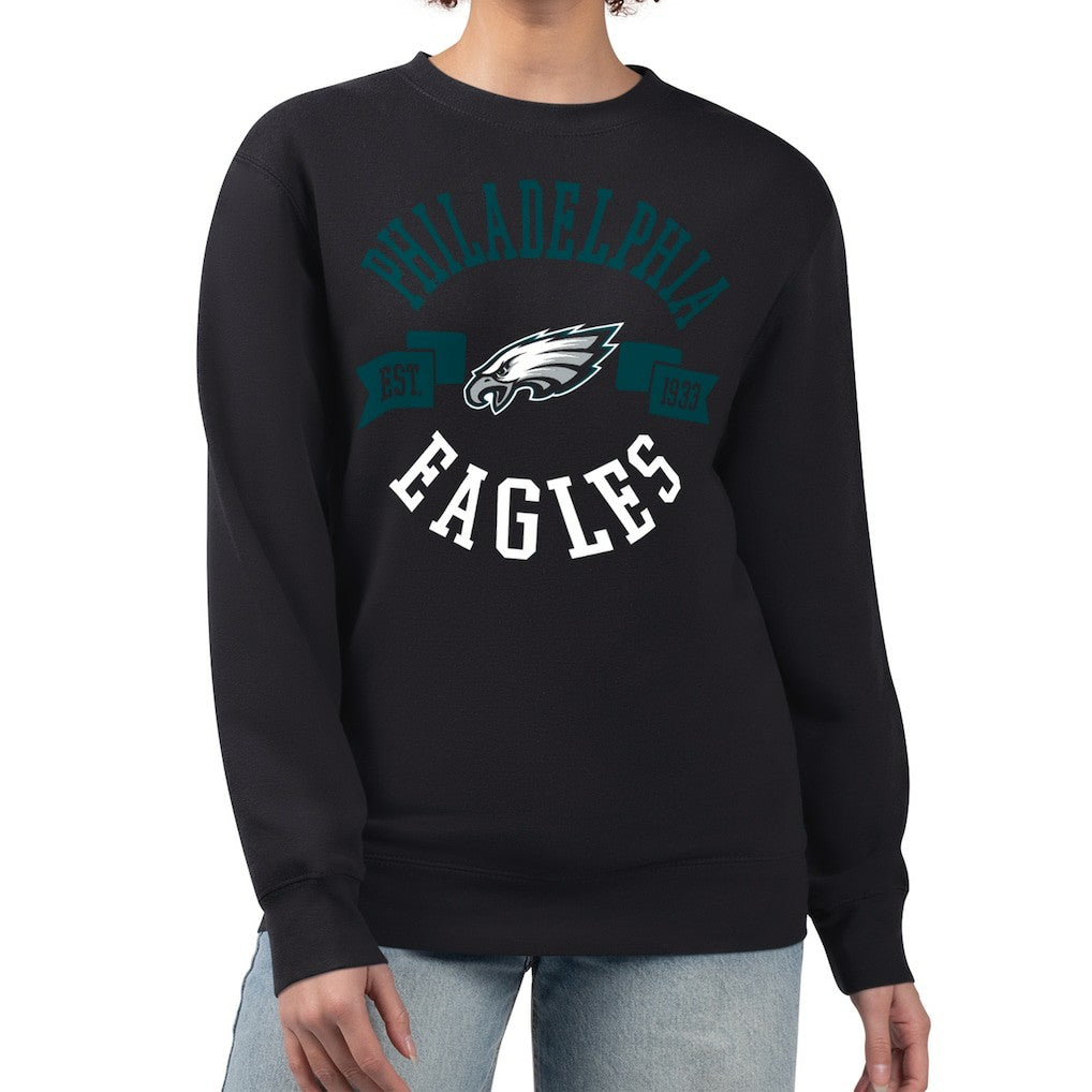 Philadelphia Eagles G-III 4Her by Carl Banks Women's Large Team Graphic Fleece Pullover Sweatshirt Black