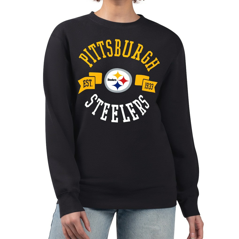 Pittsburgh Steelers G-III 4Her by Carl Banks Women's Large Team Graphic Fleece Pullover Sweatshirt Black