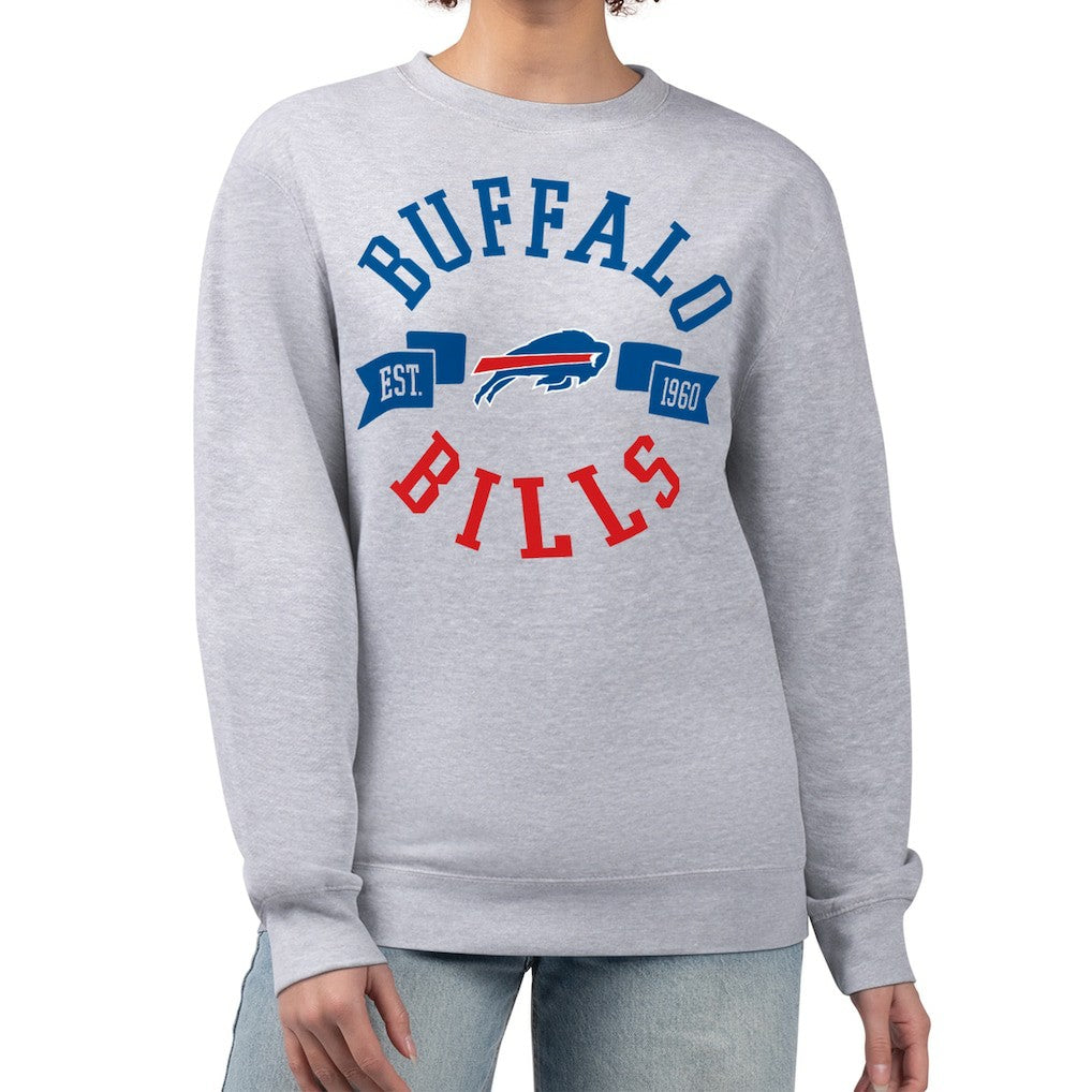 Buffalo Bills G-III 4Her by Carl Banks Women's Large Team Graphic Fleece Pullover Sweatshirt Heather Gray