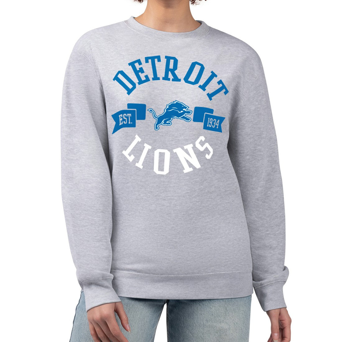 Detroit Lions G-III 4Her by Carl Banks Women's Large Team Graphic Fleece Pullover Sweatshirt Heather Gray