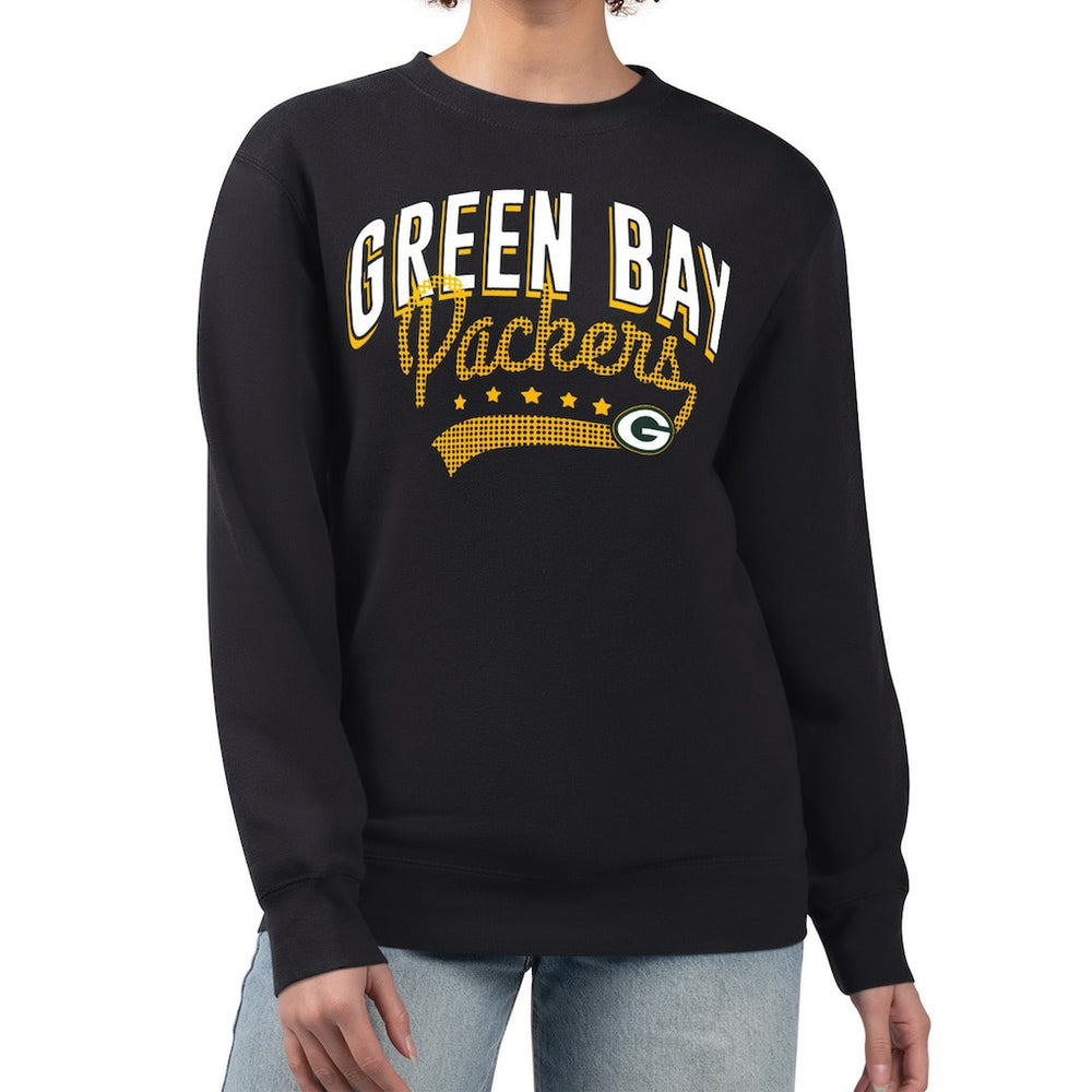 Green Bay Packers G-III 4Her by Carl Banks Women's Filigree Logo Graphic Fleece Pullover Sweatshirt Black