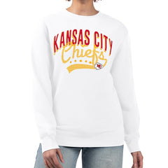 Kansas City Chiefs G-III 4Her by Carl Banks Women's Filigree Logo Graphic Fleece Pullover Sweatshirt White