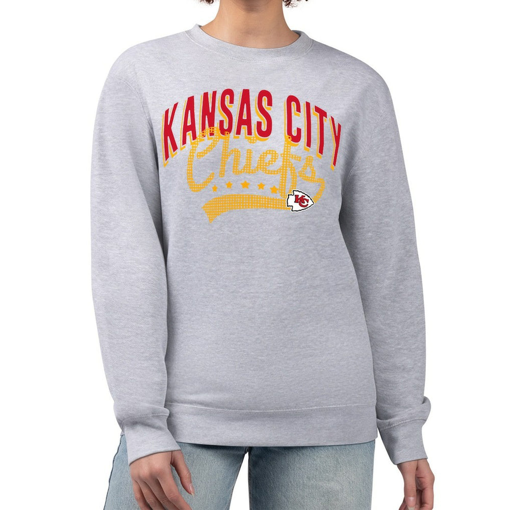 Kansas City Chiefs G-III 4Her by Carl Banks Women's Filigree Logo Graphic Fleece Pullover Sweatshirt Heather Gray