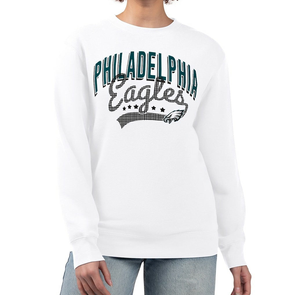 Philadelphia Eagles G-III 4Her by Carl Banks Women's Filigree Logo Graphic Fleece Pullover Sweatshirt White