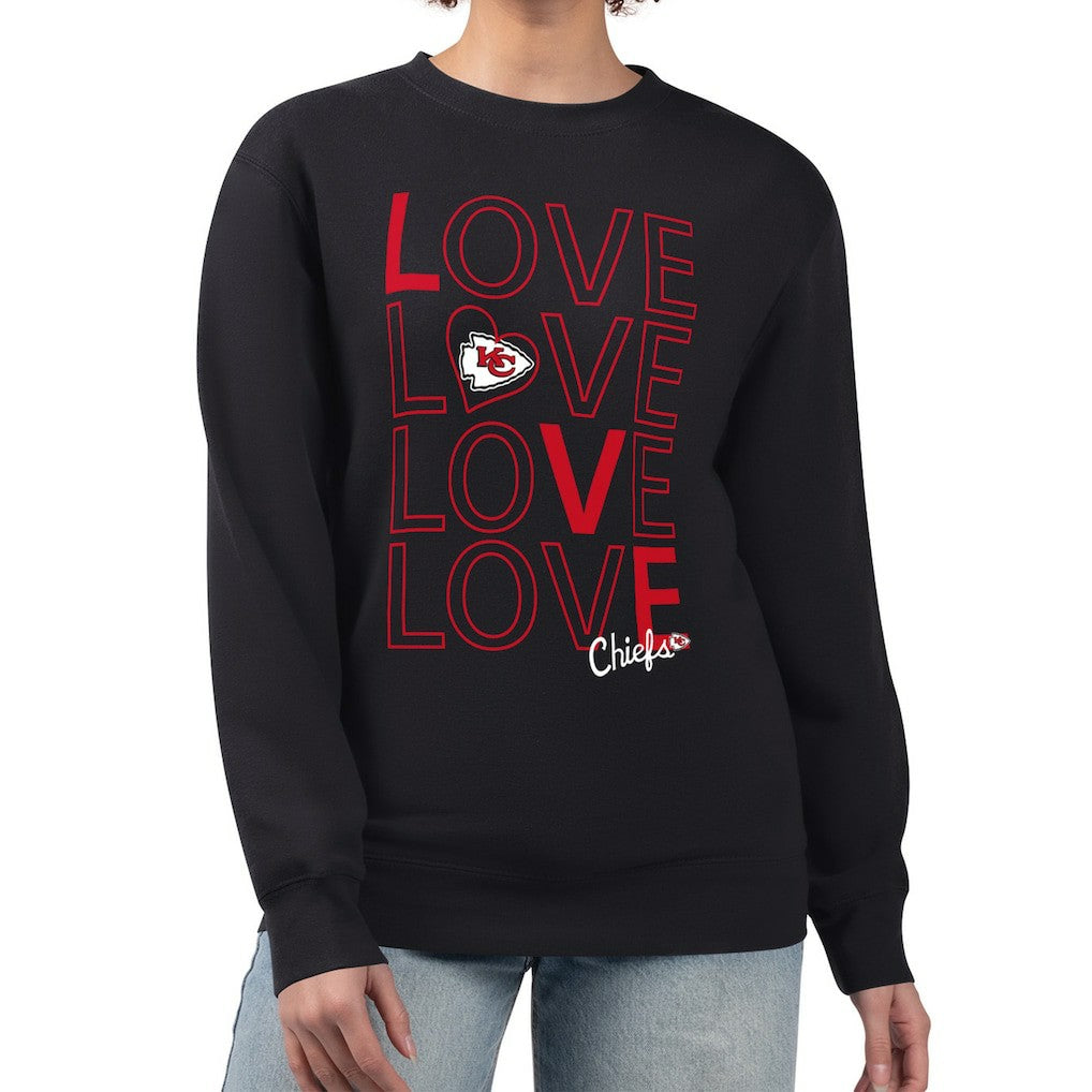 Kansas City Chiefs G-III 4Her by Carl Banks Women's Lots of Love Graphic Fleece Pullover Sweatshirt Black