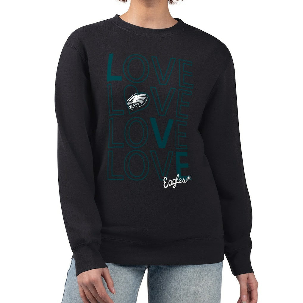 Philadelphia Eagles G-III 4Her by Carl Banks Women's Lots of Love Graphic Fleece Pullover Sweatshirt Black