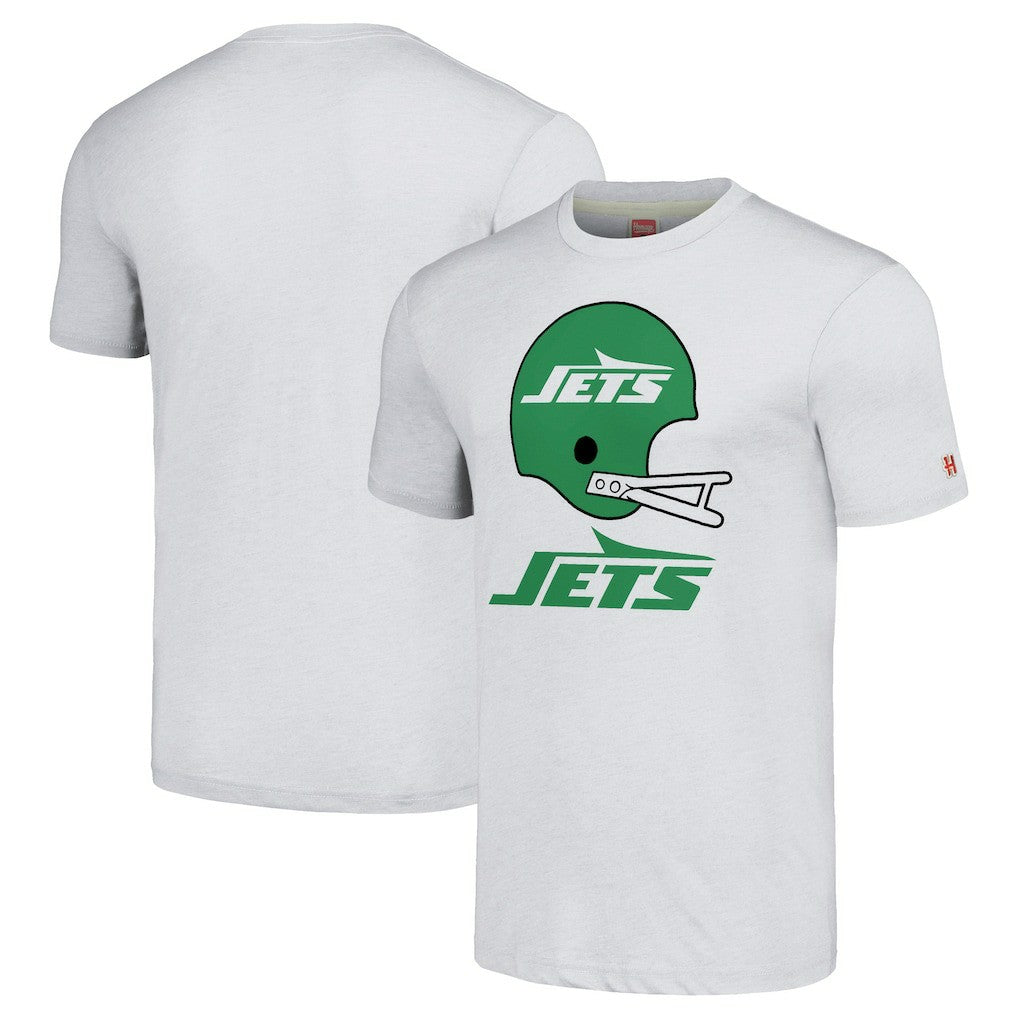 New York Jets Homage Unisex Big Helmet Tri-Blend T-Shirt White