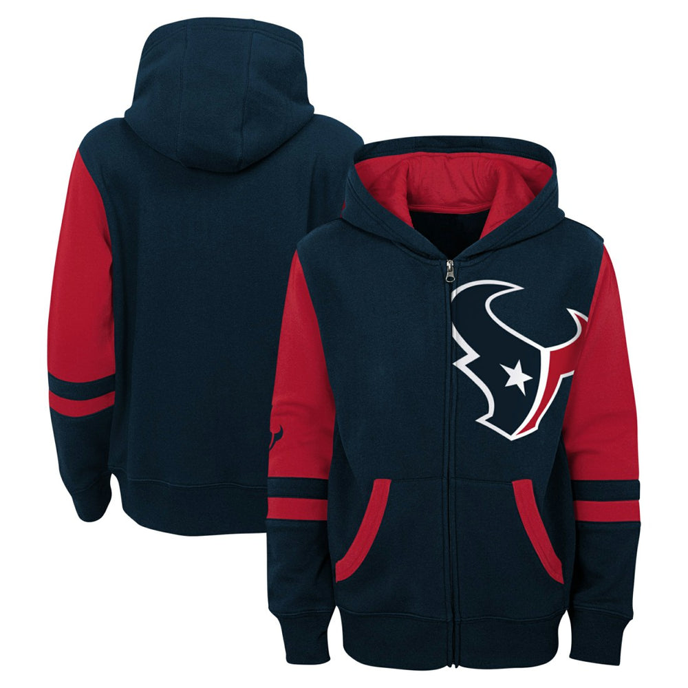 Houston Texans Youth Stadium Color-Block Full-Zip Hoodie Navy