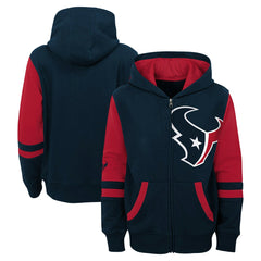 Houston Texans Youth Stadium Color-Block Full-Zip Hoodie Navy