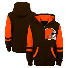 Cleveland Browns Youth Stadium Color-Block Full-Zip Hoodie Brown
