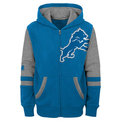 Detroit Lions Youth Stadium Color-Block Full-Zip Hoodie Blue
