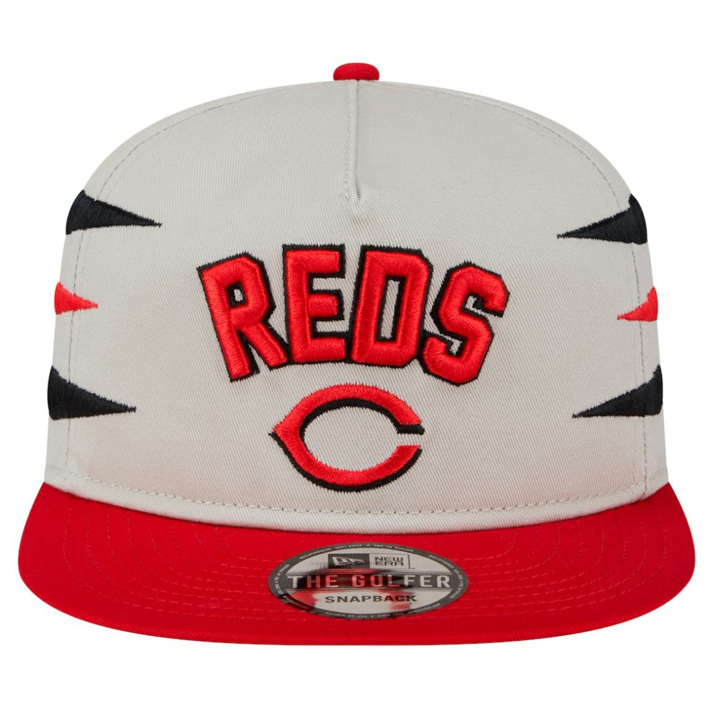 Cincinnati Reds New Era Iron Golfer Snapback Hat - Cream - New Era Discount