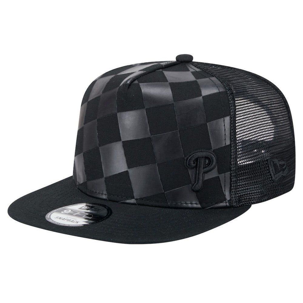 Philadelphia Phillies New Era Score Check 9FIFTY A-Frame Trucker Snapback Hat - Black - New Era Lifestyle