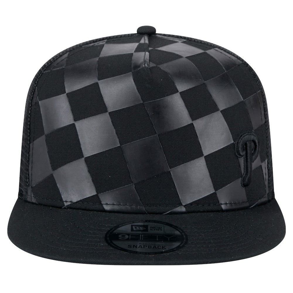 Philadelphia Phillies New Era Score Check 9FIFTY A-Frame Trucker Snapback Hat - Black - New Era Lifestyle
